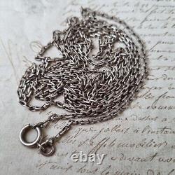 Sautoir Argent XIXè Ancien Long Collier 142 cm Belle Maille 19thC Necklace