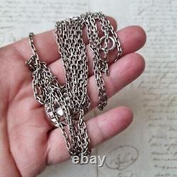 Sautoir Argent XIXè Ancien Long Collier 142 cm Belle Maille 19thC Necklace