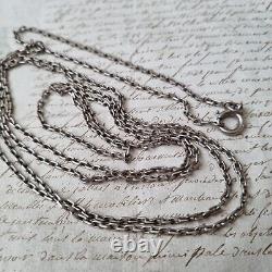 Sautoir Argent XIXè Ancien Long Collier 142 cm Belle Maille 19thC Necklace
