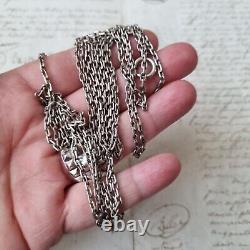 Sautoir Argent XIXè Ancien Long Collier 142 cm Belle Maille 19thC Necklace