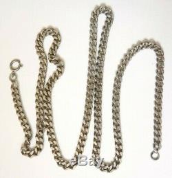 Sautoir Chaine COLLIER ARGENT massif bijou ancien silver chain necklace 34 gr