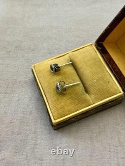 Solitaires Saphir Véritable Anciennes Boucles D'oreilles Argent Massif