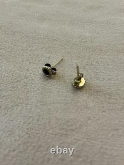 Solitaires Saphir Véritable Anciennes Boucles D'oreilles Argent Massif