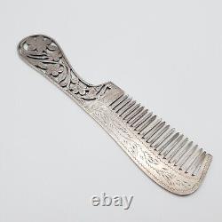 Style Ancien Véritable Argent Peigne Plein Argent Massif Argent (212)