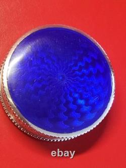 Superbe Ancienne boîte pilulier en argent massif Émaillée Vermeil