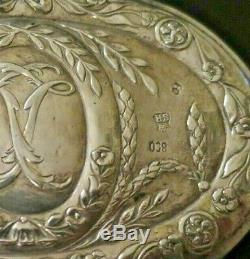 Superbe Boîte Ovale Ancienne en argent ciselé Poinçons Fin XIXème siècle
