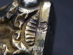 Superbe ancien cachet sceau en argent massif et agate Charlemagne XIXeme