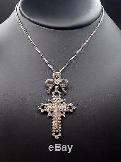 Superbe ancienne croix d'Yvetot argent massif or pierre du Rhin Normandie XIXe