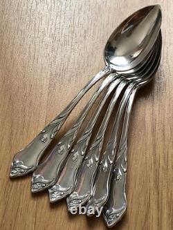 Superbe rare 6 anciennes petites CUILLERES ART NOUVEAU ARGENT MASSIF Kaltenbach