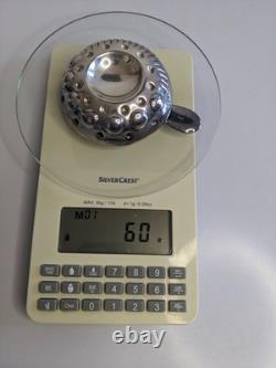 Tastevin ancien argent massif Rolesco Minerve 950 avec couvercle et écrin XXe