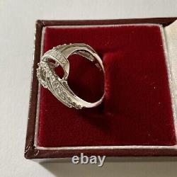 Topaze En Baguette, Belle Bague Couture Ancienne Argent Massif