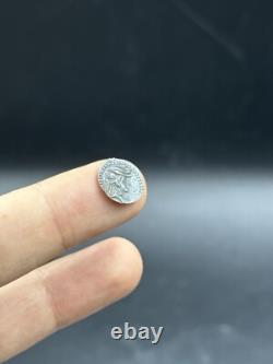 Très ancienne pièce romaine authentique unique visage roi en argent massif