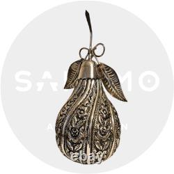 Tunisie Ancien flacon en argent en forme de poire, artisanat traditionnel