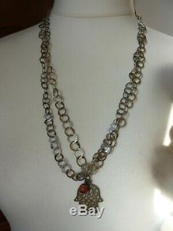 Tunisie rihanna khamsa ancien argent 178 cm corail berbère Tribal necklace