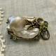 Unique Perle Baroque, Argent, Or, Rare Broche Ancienne Unique Cr&eacute;ateur