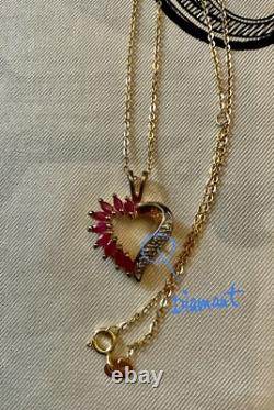 VERITABLES RUBIS, DIAMANT, ANCIEN PENDENTIF COLLIER En OR, ARGENT VERMEIL