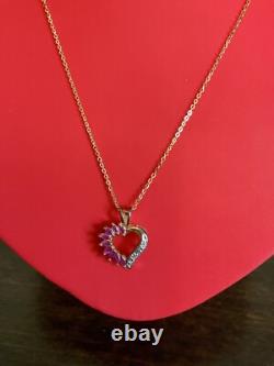 VERITABLES RUBIS, DIAMANT, ANCIEN PENDENTIF COLLIER En OR, ARGENT VERMEIL