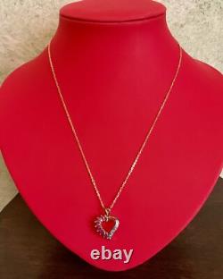 VERITABLES RUBIS, DIAMANT, ANCIEN PENDENTIF COLLIER En OR, ARGENT VERMEIL