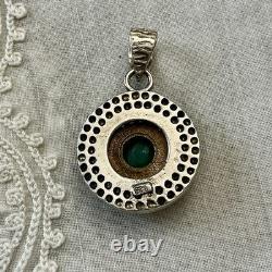 VERITABLE EMERAUDE, RUBIS, TOPAZE, ANCIEN PENDENTIF En ARGENT Et VERMEIL