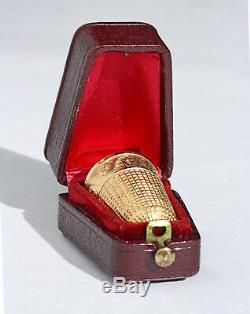 VERMEIL or s/ ARGENT Ancien dé à coudre écrin coffret boîte Antique thimble XIXè