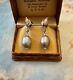 Véritable Perle Grise, Argent Massif, Or Rose, Boucles D'oreilles Anciennes