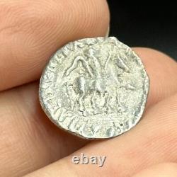 Véritable pièce grecque ancienne en argent massif Bactrain en bon état