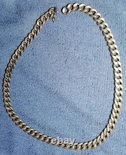Vintage Ancien Collier Chaîne Argent Massif Maille Ancienne Multiples Poinçons